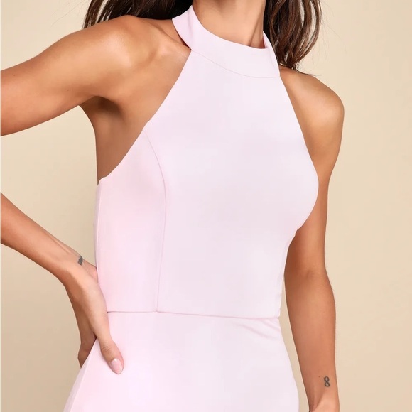 Majestic Perfection Light Pink Ruffled Halter Maxi Dress - Picture 2 of 2